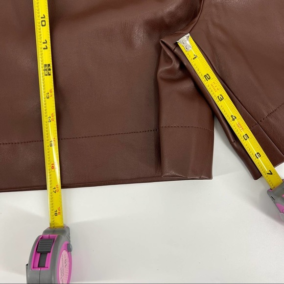 STAUD Clark Faux Vegan Leather Shorts SZ XS Bark Brown - Picture 9 of 13